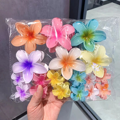 18Pcs Egg Flower Hair Clips | Gradient Candy Color Flowers, Shark Clips for Daily Ponytail Styling