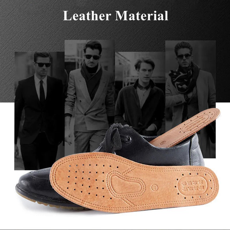 Real Cowhide Leather Insoles – Soft, Breathable, Anti-Slip Shock Absorbing Shoe & Boot Inserts
