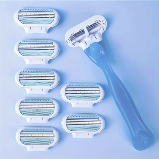 Women’s 3-Layer Manual Razor – Replaceable Head Shaver for Armpit, Leg & Bikini Hair Removal