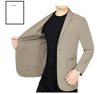 Men’s Summer Thin Blazer Jacket – Breathable, Elastic Sunscreen Coat for Business Casual, 4XL