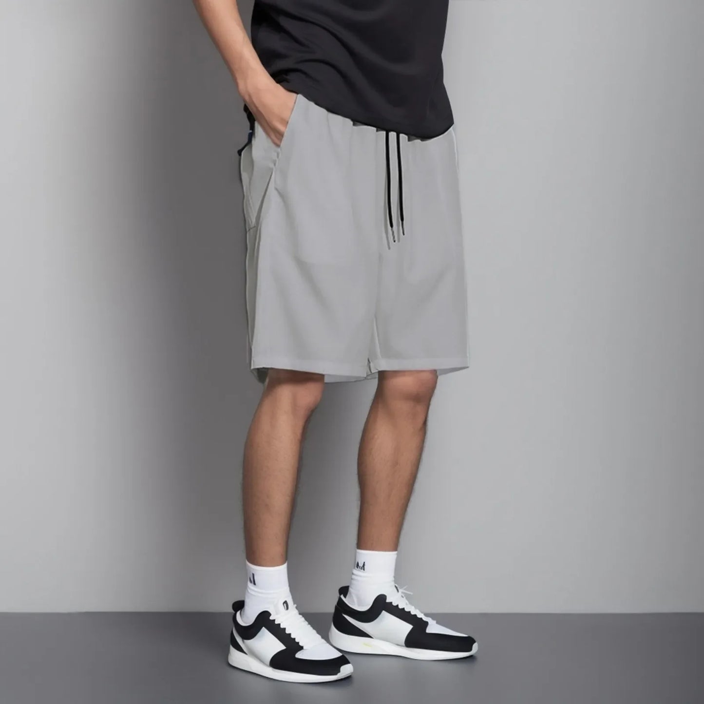 Men's Ice Silk Cargo Shorts – Thin, Loose-Fit Basketball & Sports Shorts (Big Size, Five-Point)