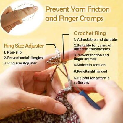 Adjustable Crochet Tension Cat Ring – Beginner Knitting & Crochet Hook Finger Holders, Yarn Guide Winder Tools