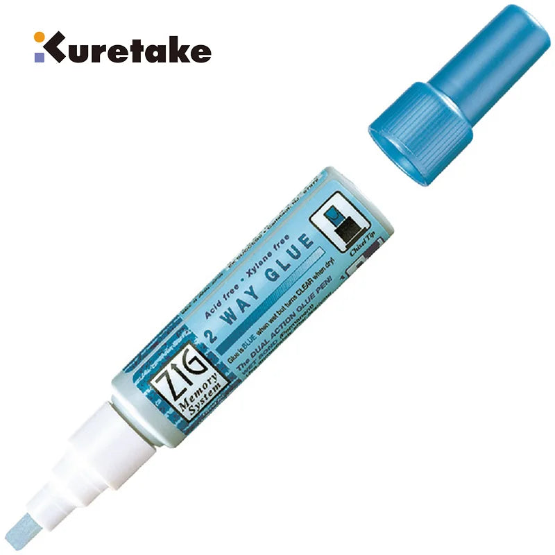 Kuretake Zig 2-Way Glue Pen – Precision Adhesive for Crafts, Scrapbooking & Art (1mm/2mm/4mm/15mm)