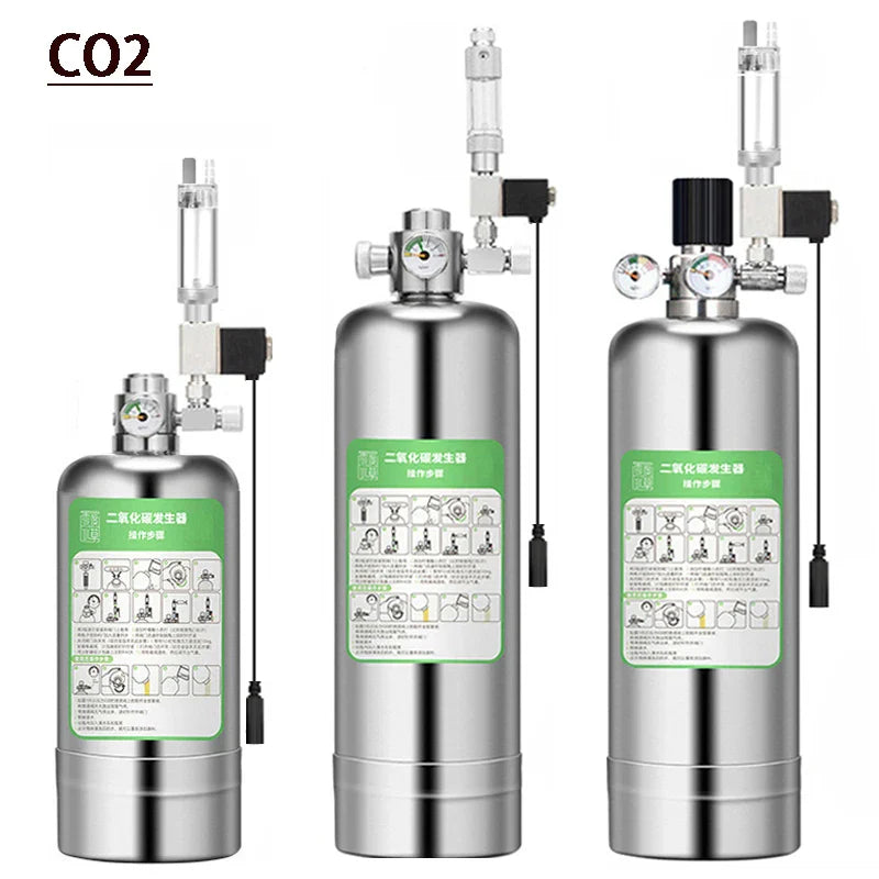 Aquarium DIY CO2 Generator Kit – Stainless Steel CO2 Cylinder & Carbon Dioxide Reactor System for Plants & Fish Tanks