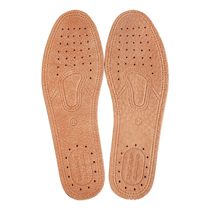 Leather Shoe Insoles - Breathable Cowhide Footbed Inserts for Men & Women Sports Shoes