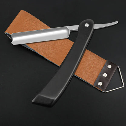 Professional Barbershop Men’s Shaver – Straight Edge Barber Razor Knife for Beard Shaving with Wiping Cloth