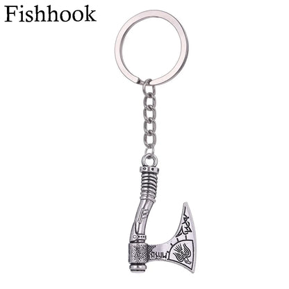 SKYRIM Viking Keychain – Punk Gothic Axe Talisman, Slavic Irish Knot Pagan Amulet Pendant, Men's Jewelry Gift