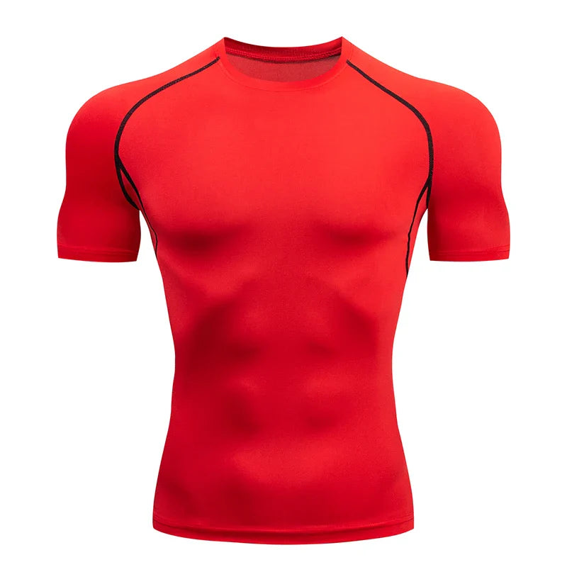 Men's Short Sleeve Compression Running T-shirt: Gym Fitness Sport Tees - Sweat-Wicking Athletic Tops for Jogging Tracksuits