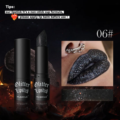 7-Color Glitter Lipstick – Waterproof, Long-Lasting Diamond Pearlescent Metallic Lip Gloss for Women