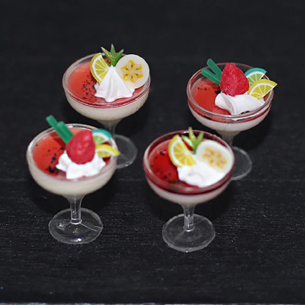 1/12 Dollhouse Miniature Yogurt & Ice Cream Cup – Simulation Drink Goblet Model Toy for Doll House Decoration Accessories