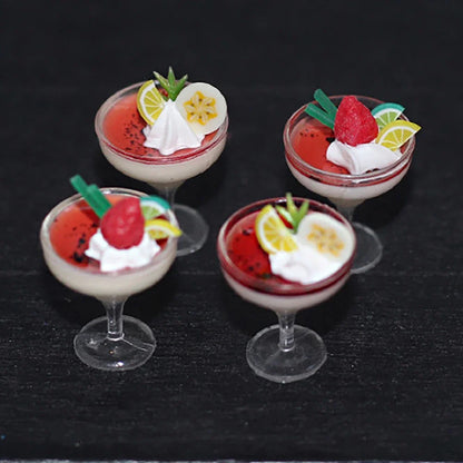 1/12 Dollhouse Miniature Yogurt & Ice Cream Cup – Simulation Drink Goblet Model Toy for Doll House Decoration Accessories