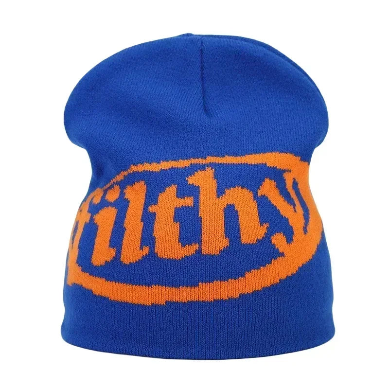 Y2K Letter Knitted Beanie Cap – Unisex Winter Autumn Warm Ski Skullcap, Hip Hop Streetwear Ear Cover Hat for Men & Women