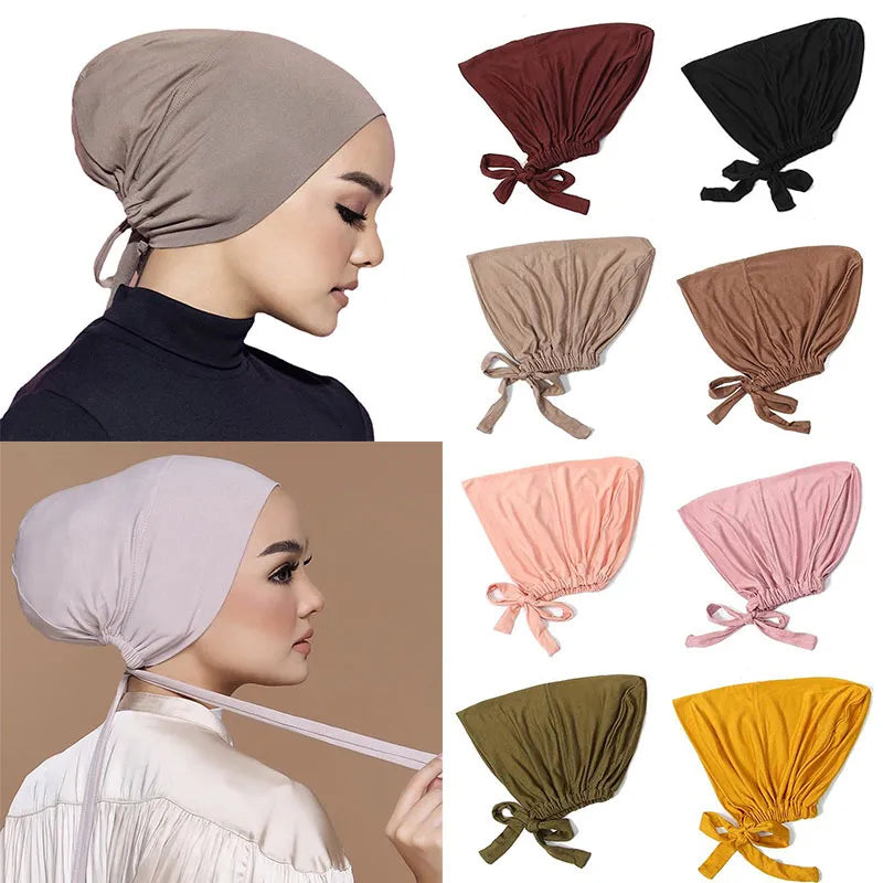 New Soft Modal Muslim Turban Hat - Inner Hijab Caps for Islamic Wear - Underscarf Bonnet for Female Headwrap - Turbante Mujer