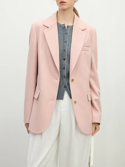 FSLE Pink Grey Women’s Casual Blazer Jacket – 2025 Spring Elegant Streetwear Chic Outfit