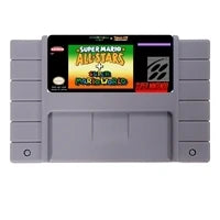 Save File Super Mario All-Stars + Super Mario World NTSC 16-Bit Gray Game Card for USA Version Players