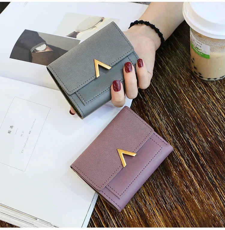Luxury Mini Leather Wallet for Women – Small Short Fashion Purse with Credit Card Holder