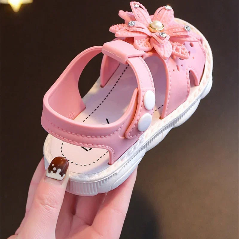 Children's Bow Sandals - Soft PVC Non-Slip Summer Beach Shoes for Baby Girls