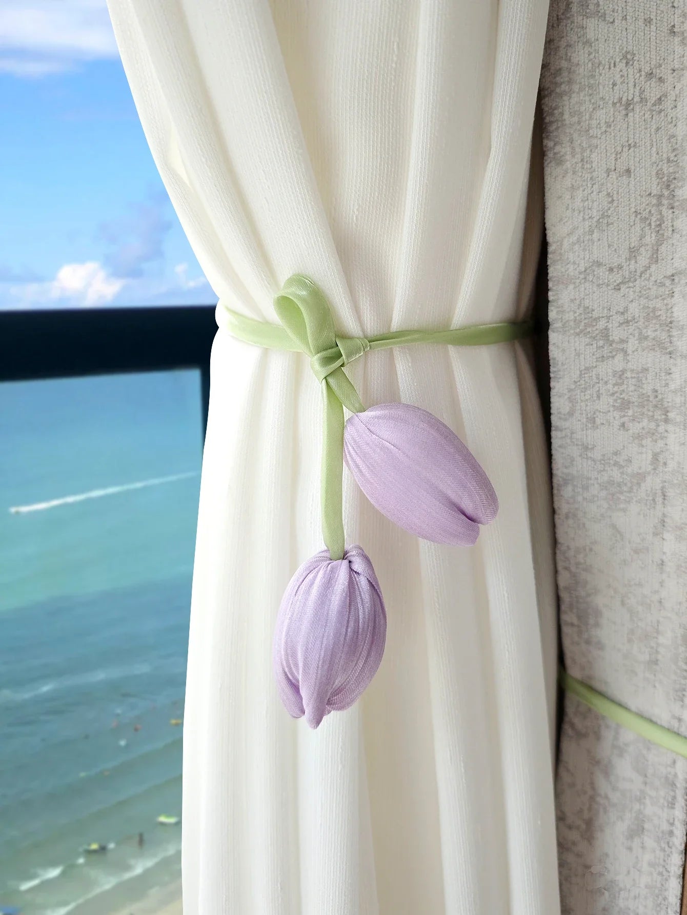 2PCS Tulip Flower Curtain Tiebacks – Rustic No-Damage Holdbacks for Living Room & Bedroom Decor