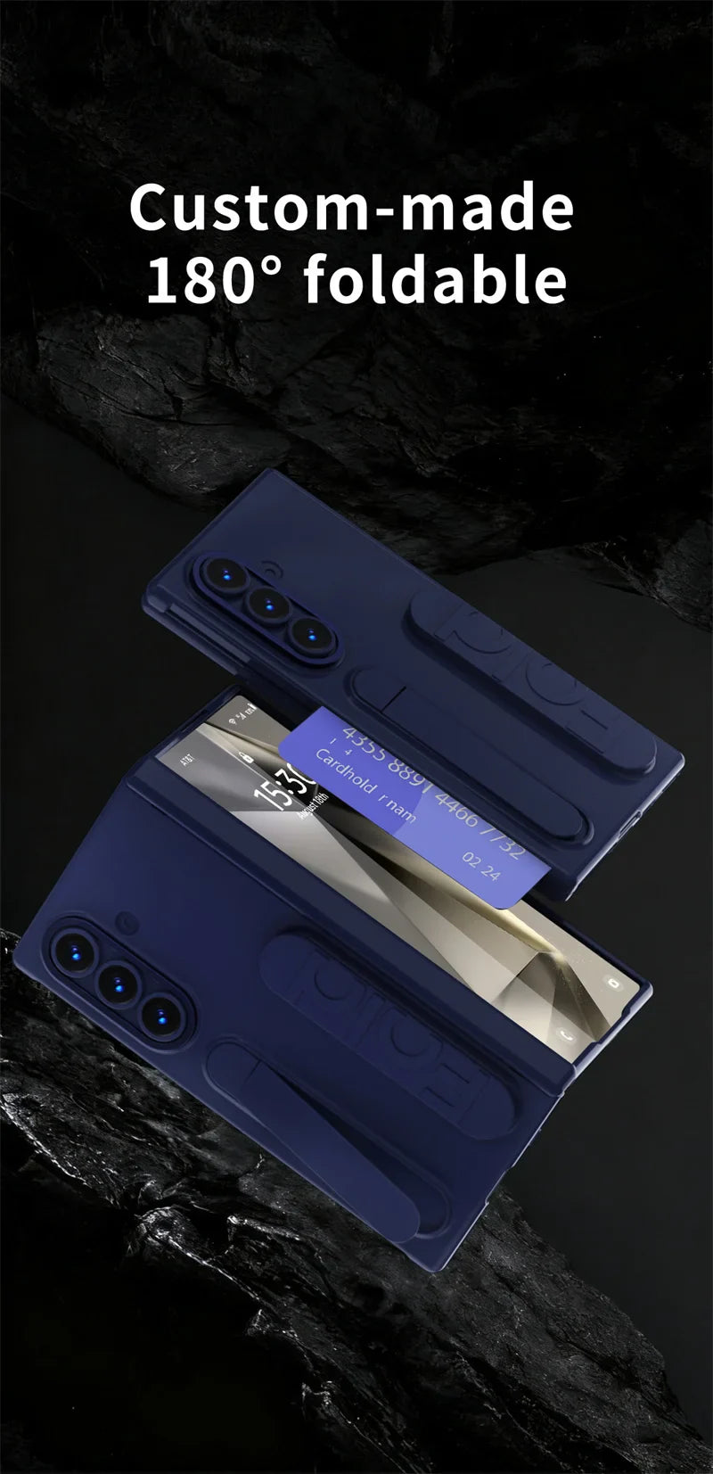 Vertical Wristband Card Slot Kickstand Case for Samsung Galaxy Z Fold 4-7 – Invisible Wrist Stand Protective Cover