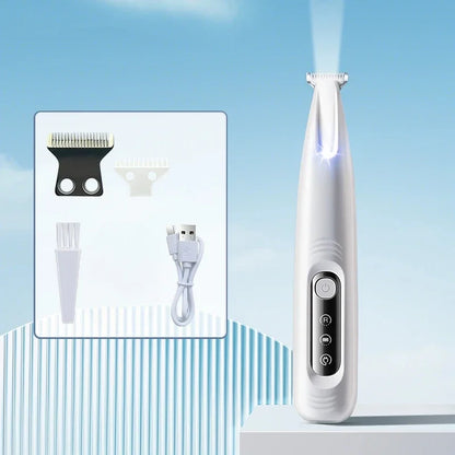 Type-C Dog Paw Trimmer - Waterproof Pet Hair Clippers with LED Light & Display, 18mm Wide Blade Grooming Tool