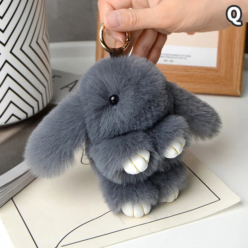 15cm Rabbit Fur Keychain – Fluffy Bunny Pendant for Women’s Bags, Car Keys & Decorative Accessories Gift