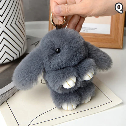 15cm Rabbit Fur Keychain - Fluffy Bag Charm, Car Key Pendant & Gift Accessory for Women