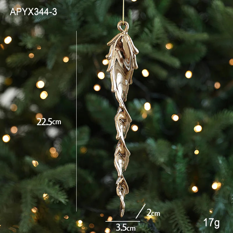 Christmas Tree Ornaments – Gold Plastic Balls with Butterfly, Dragonfly, Angel & Snowflake Decorations