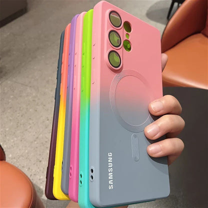 Gradient Color Lens Film Case for Samsung Galaxy S26/S25 FE/S24/S23/S22/S21/S20 Ultra Plus - Soft Silicone Camera Protection Cover