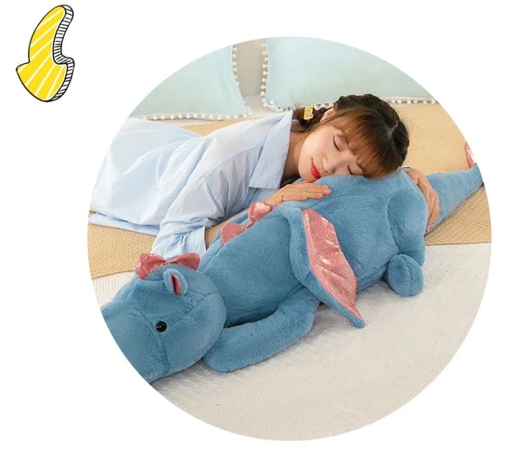 150cm Small Flying Dragon Plush Doll – Soft Stuffed Dinosaur Pillow Cushion, Christmas Gift for Kids & Girls