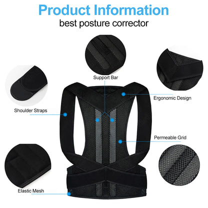 Back Posture Corrector Belt — Shoulder Support & Spine Brace for Upper & Lower Back Pain Relief | Clavicle Posture Vest