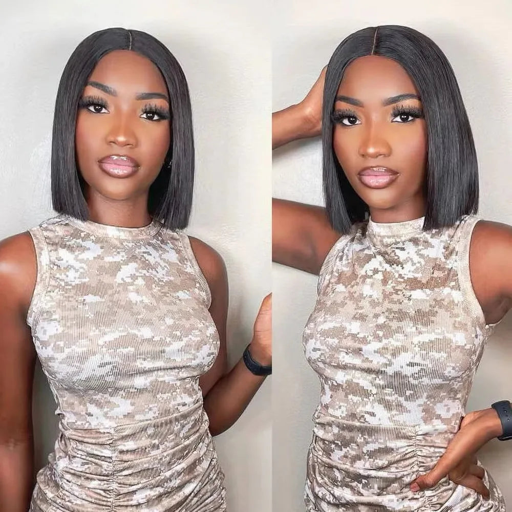 Raw Vietnamese Human Hair Lace Front Wig – 13x6 Bob, Straight Natural Black, 250% Density, 100% Human Hair