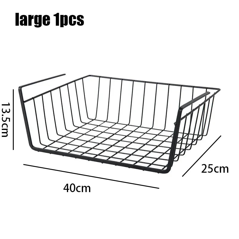 Multipurpose Hanging Closet Storage Basket — Metal Organizer for Kitchen Cabinets, Desks, and Home Use