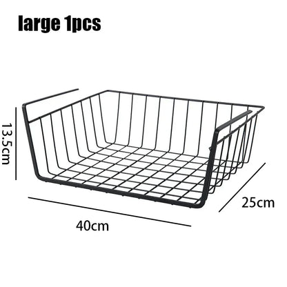 Multipurpose Hanging Closet Storage Basket — Metal Organizer for Kitchen Cabinets, Desks, and Home Use