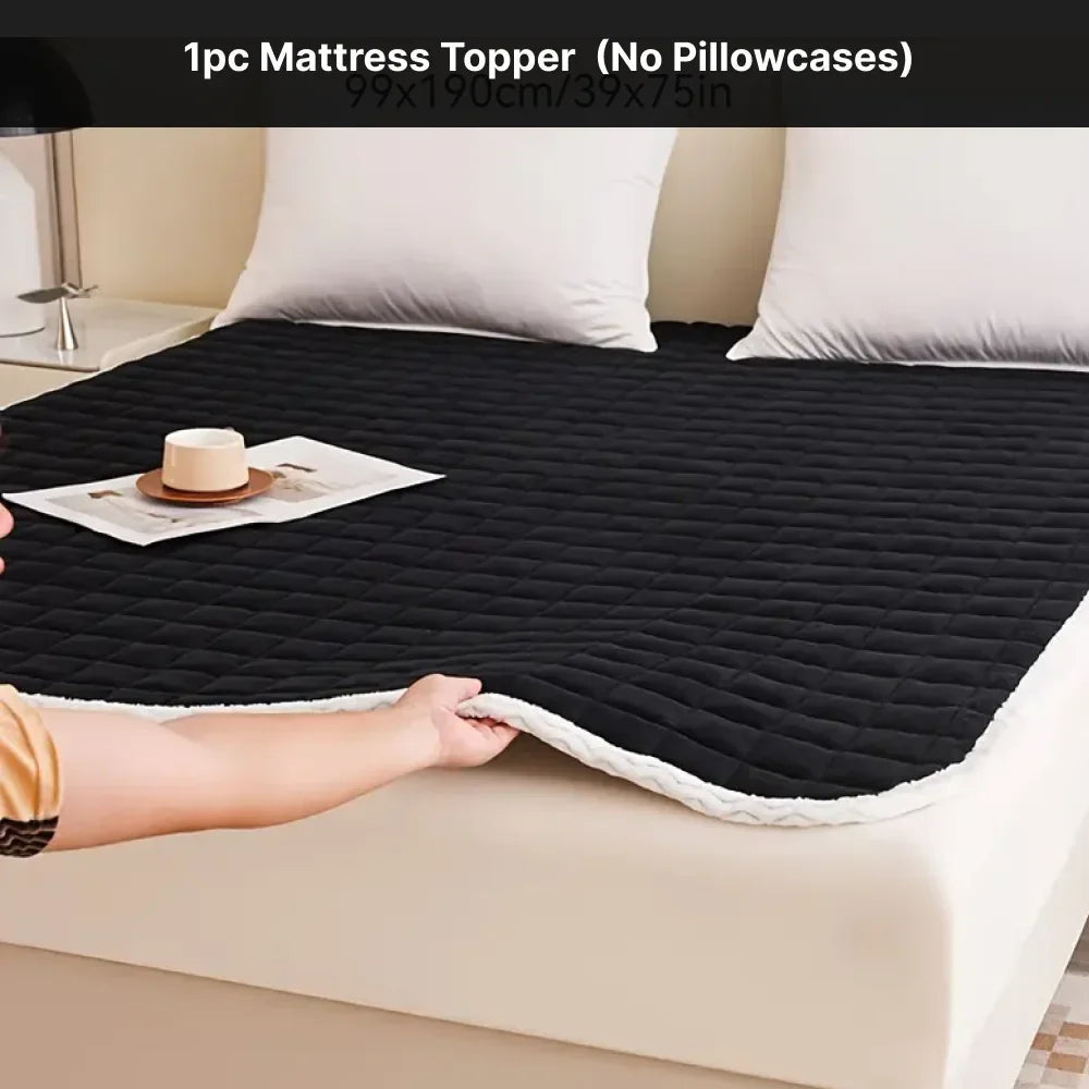 Queen Size Milk Velvet Mattress Pad – Soft Breathable Quilted Mattress Protector Cover