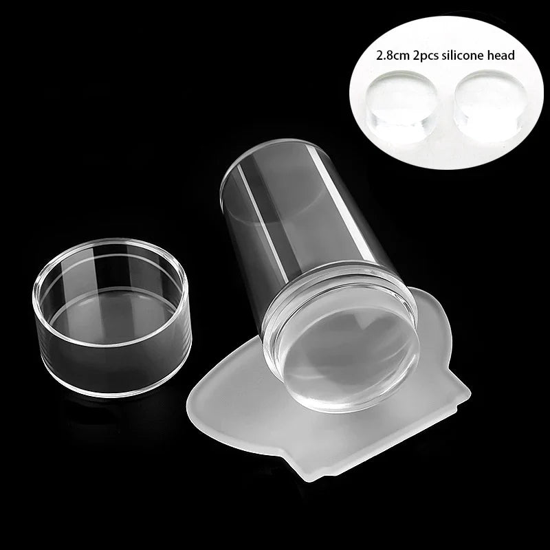 Clear Jelly Nail Stamper Set - Silicone Nail Art Stamp Tool with Scraper for Manicure Designs