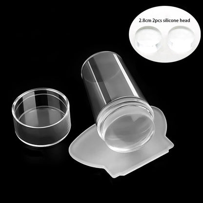 Clear Jelly Nail Stamper Set - Silicone Nail Art Stamp Tool with Scraper for Manicure Designs