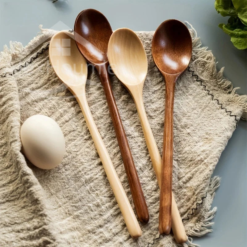 6-Piece Bamboo Wooden Spoon Set – 9” Korean Style Natural Wood Spoons for Soup, Cooking & Mixing