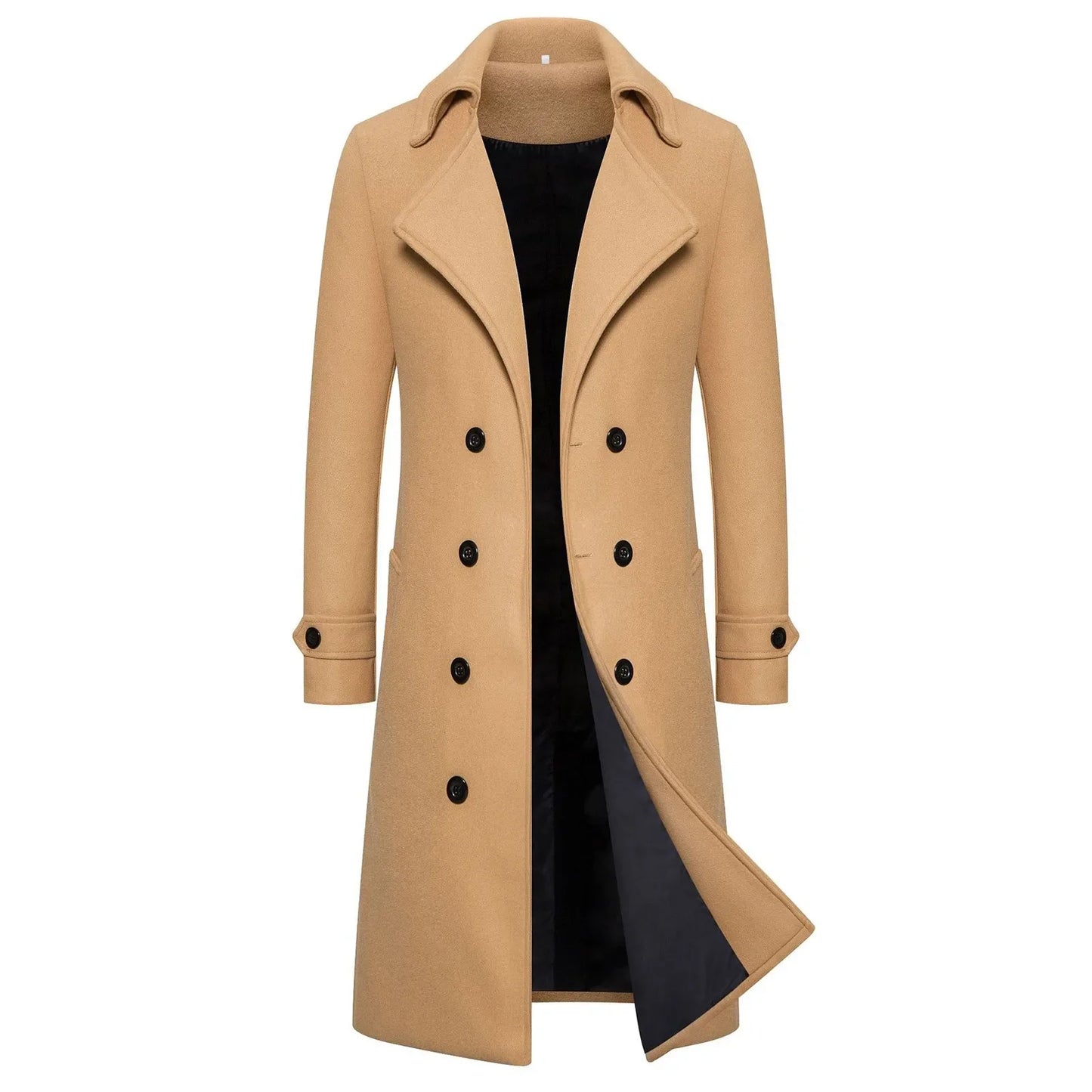 Unisex Long Wool Coat – Elegant Double-Breasted Slim Windbreaker Jacket for Autumn Daily Fashion