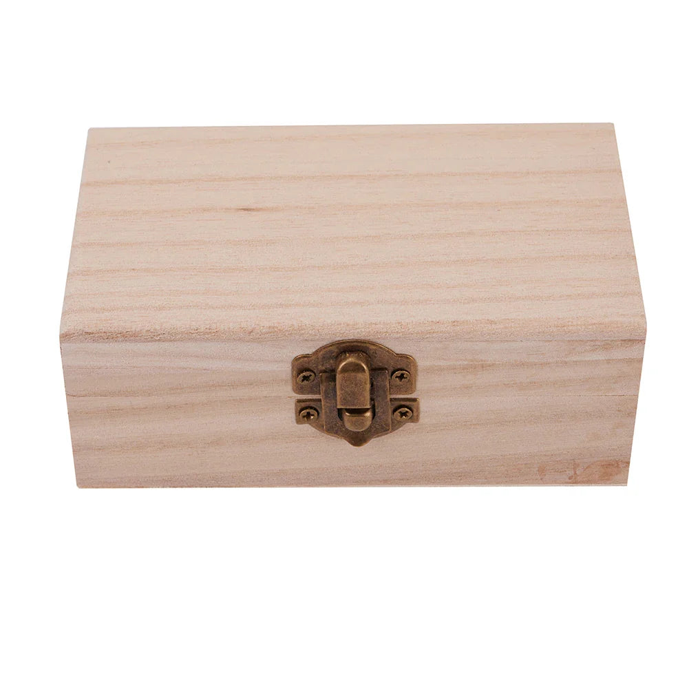 Wooden Jewelry Storage Box with Lid — Square Hinged Craft Box for DIY, Home Decor, and Mother's Day Gift