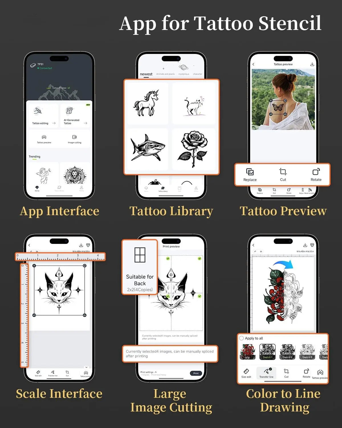 TP31 Thermal Tattoo Stencil Printer – Wireless Bluetooth Mini Portable Printer with Transfer Paper for Tattoo Artists