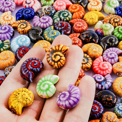 10/20/30PCS Colorful Ceramic Animal Beads – 2mm Hole Clownfish, Turtle, Star & Conch Shell for DIY Jewelry, Bracelets & Crafts