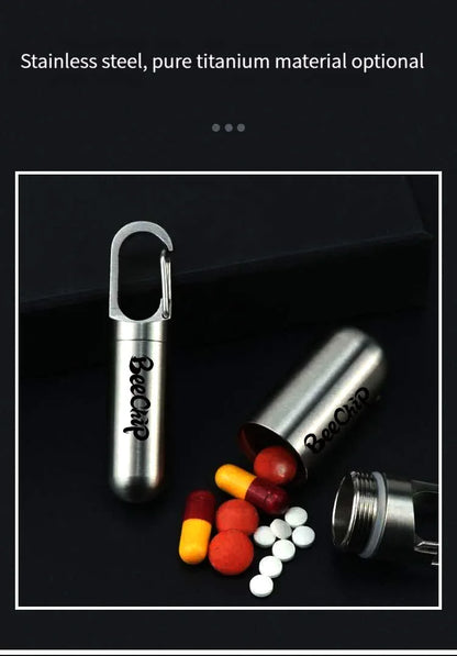 Stainless Steel Waterproof Pill Box – Portable, Moisture-Sealed Travel Medication Storage