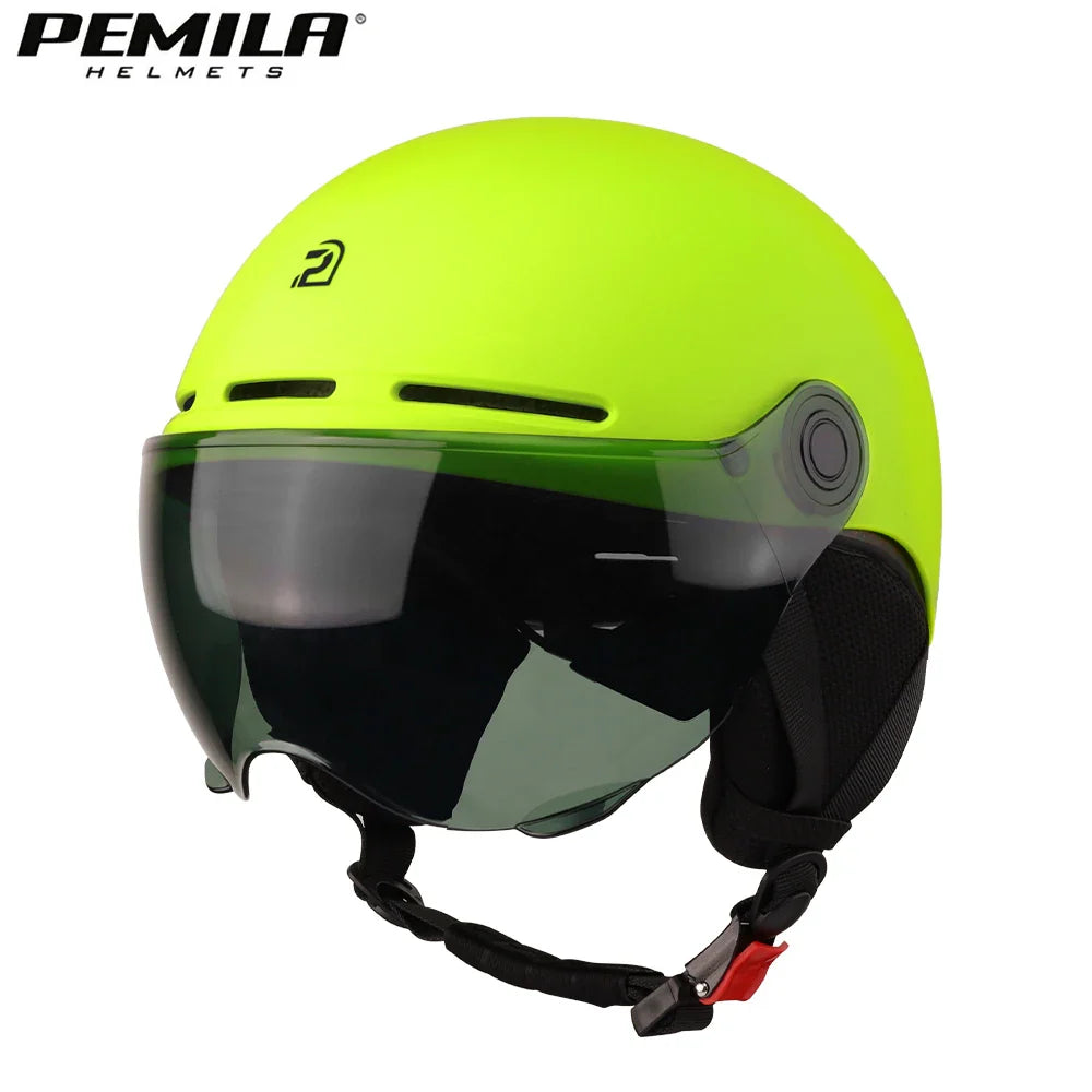 PEMILA Full Edge Wrap Cycling Helmet – MTB & Road Bike Helmet with Goggles, Ear Protection, for E-Bike & Bicycle