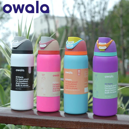2024 New Owala Insulated Stainless Steel Water Bottle with Straw – BPA-Free Sports Bottle, 24oz/32oz, Great for Travel