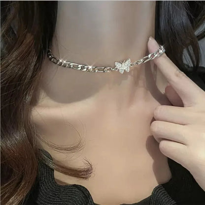 Shiny Butterfly Necklace for Women – Double Layer Clavicle Chain Pendant, Fashion Jewelry Gift