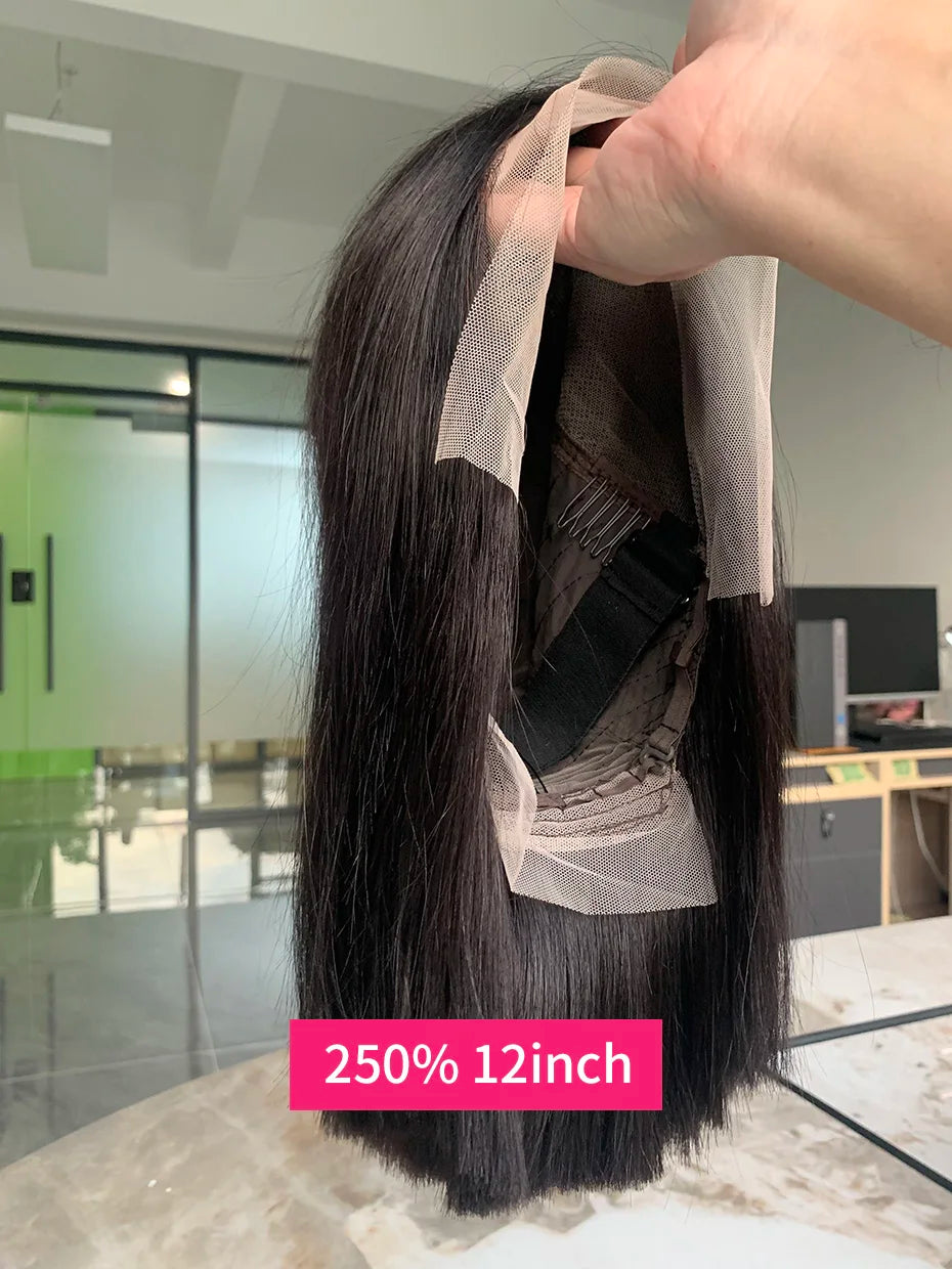 Raw Vietnamese Human Hair Lace Front Wig – 13x6 Bob, Straight Natural Black, 250% Density, 100% Human Hair