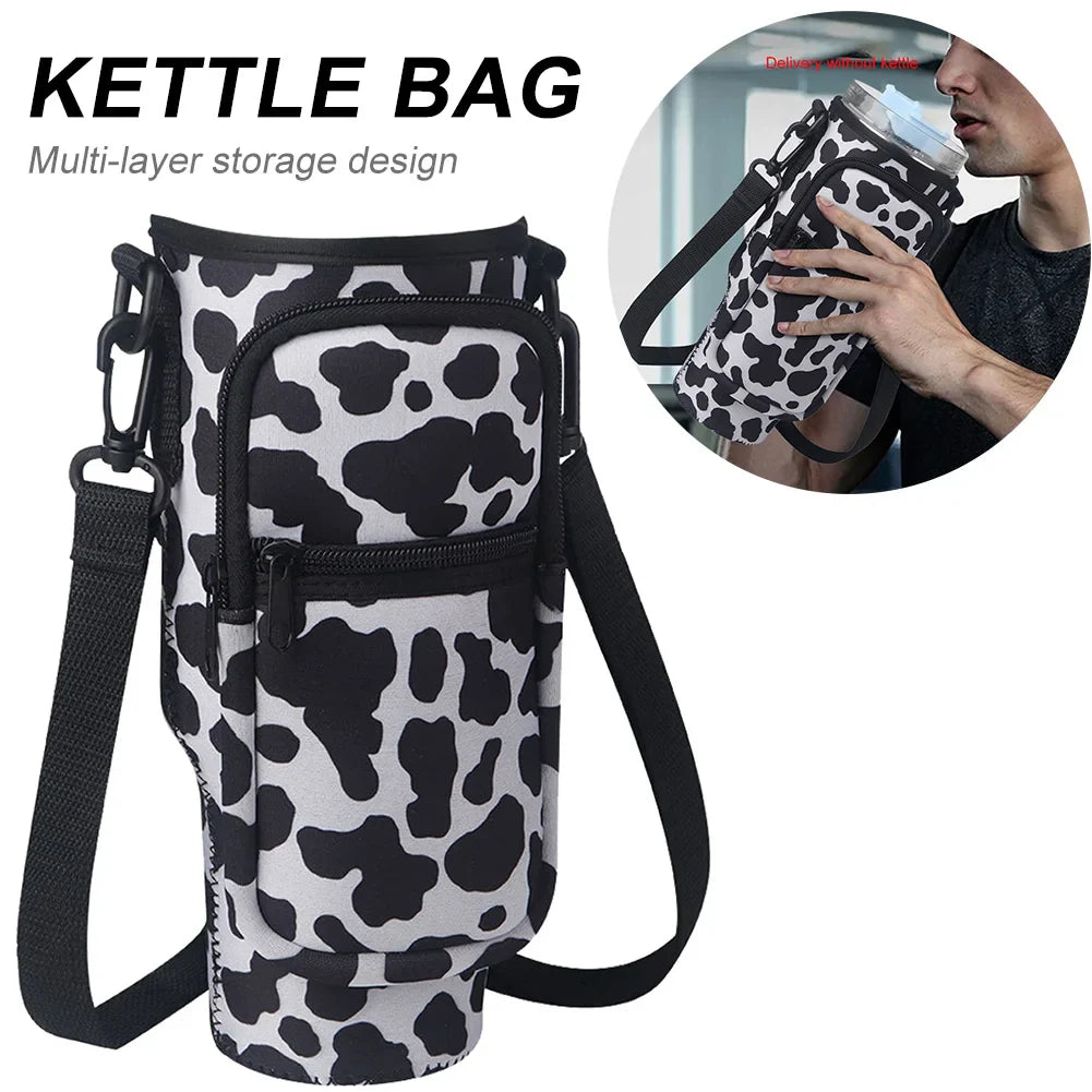 Portable Water Bottle Carrier Bag – Neoprene Holder with Phone Pocket for Stanley 40oz Tumbler with Handle