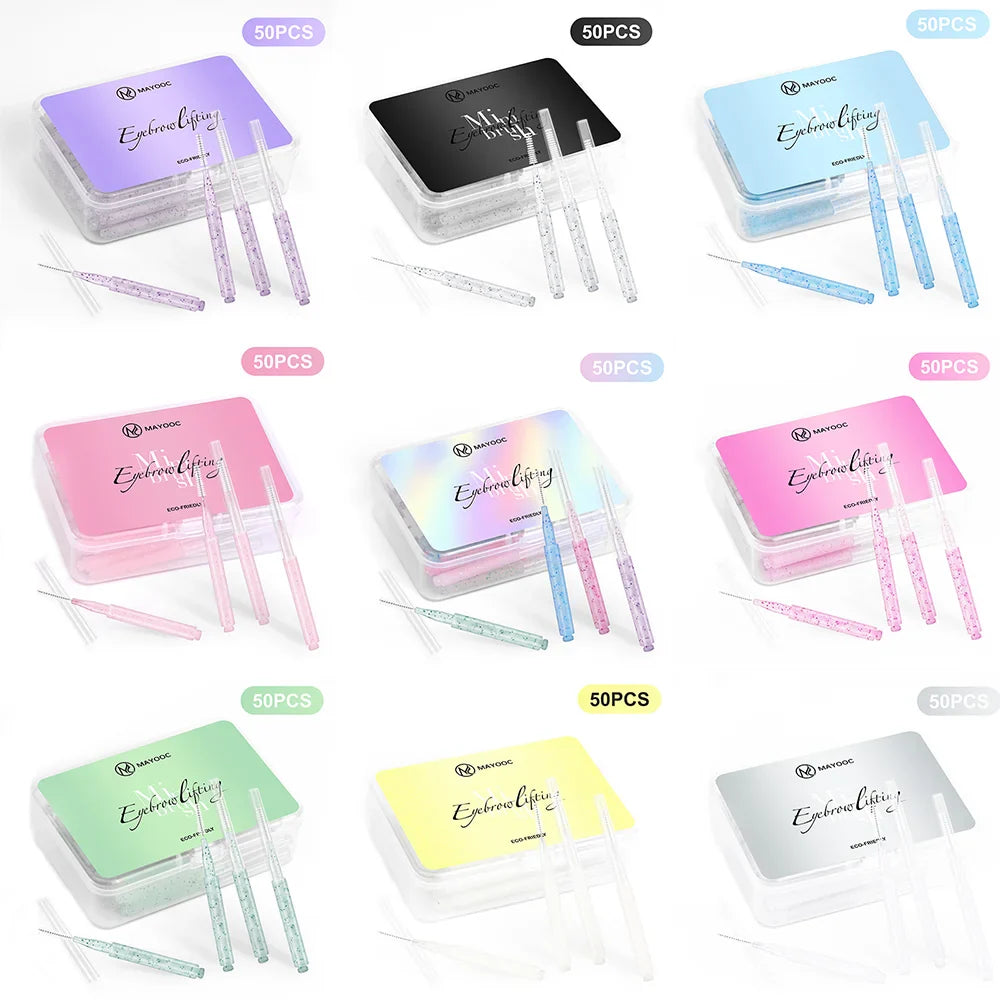 MAYOOC Mini Eyebrow Brush – Disposable Brow Lifting & Perm Brushes, Bendable Micro Eyelash Applicators Tools