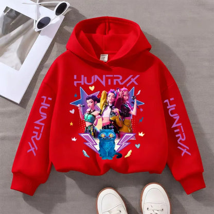 KPop Devil Hunter Printed Kids Hoodie – Autumn & Winter Warm Casual Sweatshirt for Boys & Girls