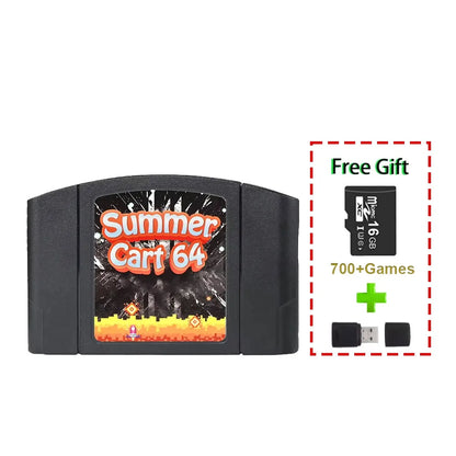 SummerCart 64 Game Card for N64 – Retro ED 64 Cartridge for Nintendo 64, 8GB TF Card, No Region Restriction